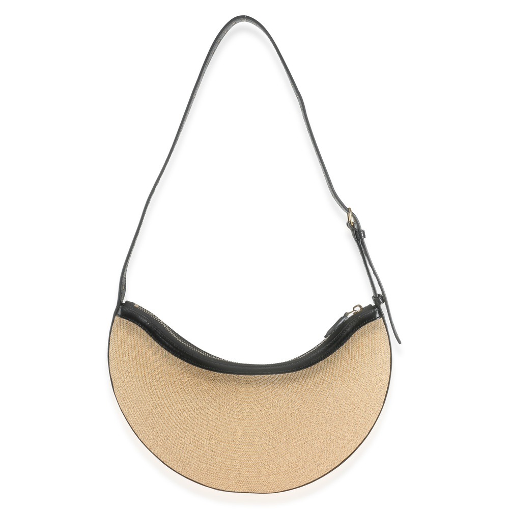 Alaia Black Beige Paper Straw One Piece Demi Lune Bag - Picture 6 of 12
